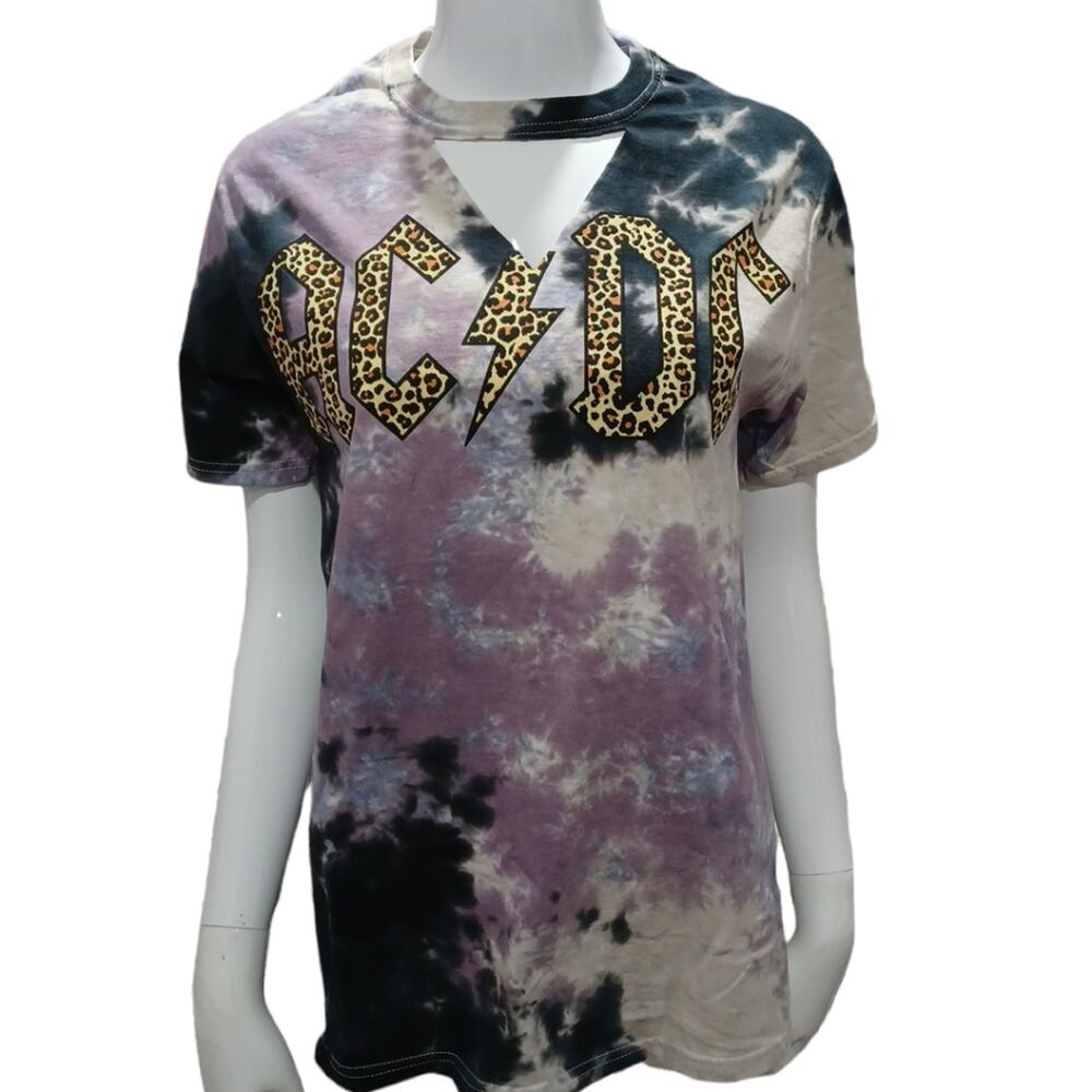 NWOT BAND TEE AC/DC MARBLE WASH CHOKER SIZE LARGE